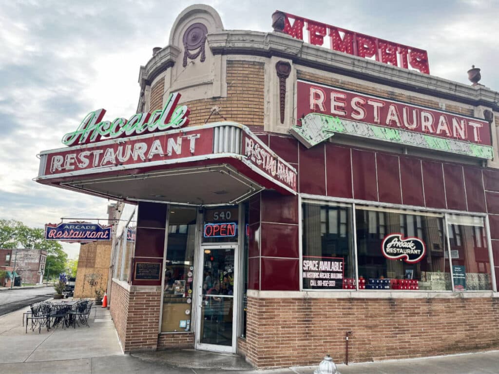 View of the entrance to Arcade Restaurant