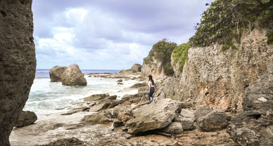 The author admiring the view from the shoreline in Puerto Rico