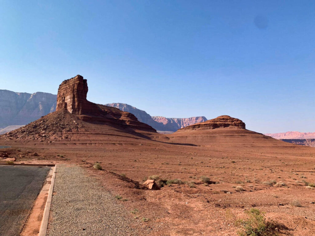 View of the red rocks from the road