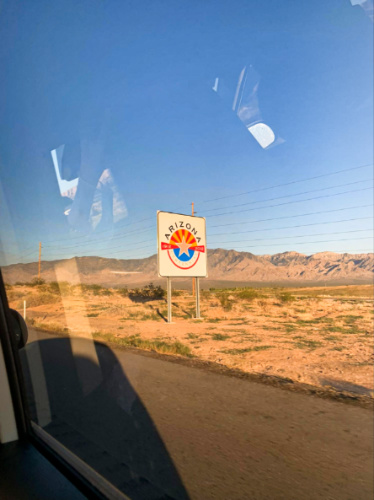The signage of Arizona along the road