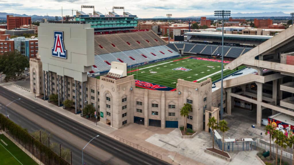Aerial view of the Wildcats football stadium inside the University Of Arizona Stadium In Tucson