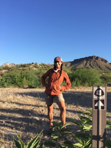 The author, McKenna Mobley posing for a photo during her hike at Arizona Trail in Kearny