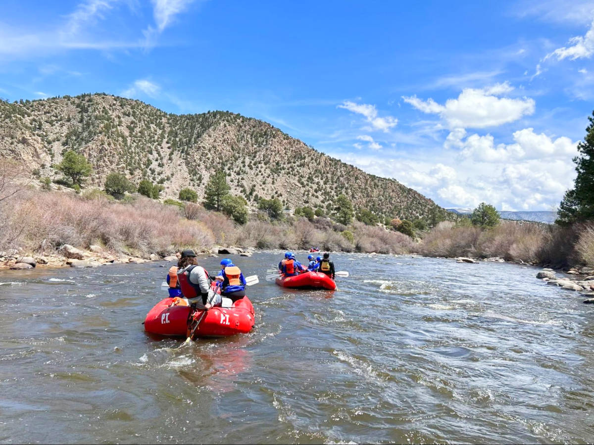 The whitewater rafters on the Arkansas River