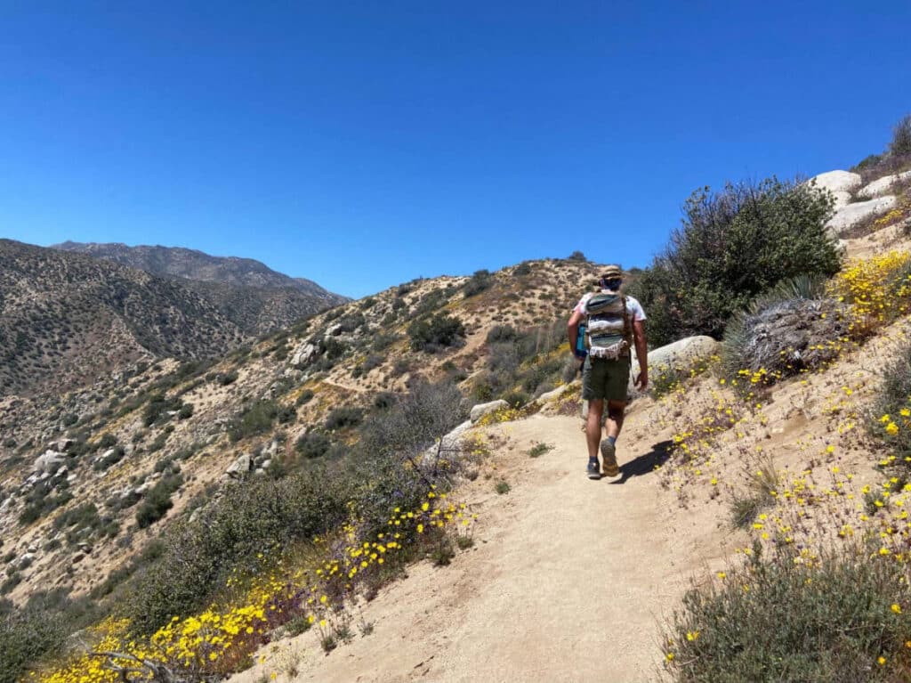 View during a bike in Arrowhead Pinnacles Trail at spring season