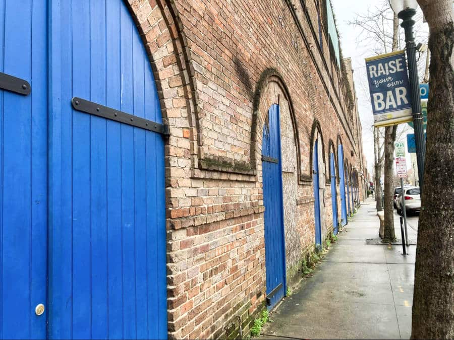 Blue door façade in the New Orleans Arts District