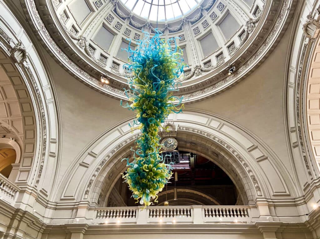 View of the lobby art installation inside the grand entrance of The Victoria and Albert Museum