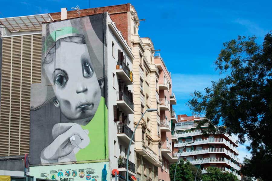 A building with an artwork on it in Spain