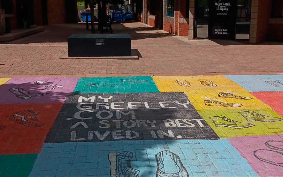 A colorful art on a street in Greeley