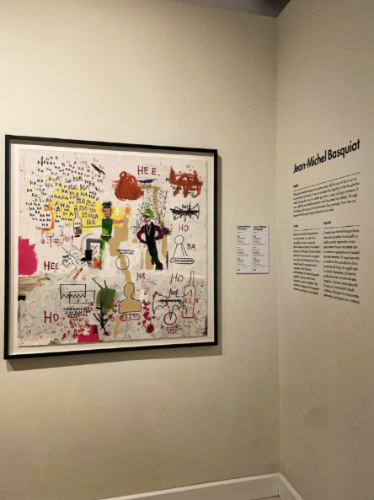 An artwork by Jean-Michel Basquiat hanged on the wall inside the Moco Museum