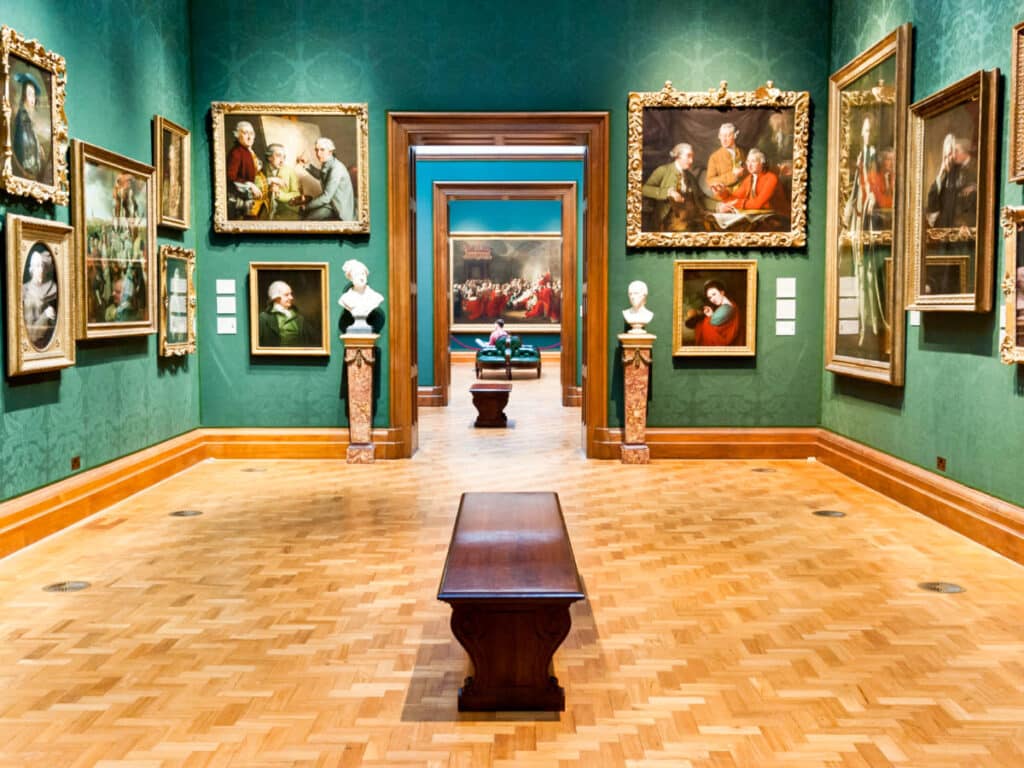 View of the displayed artworks inside The National Gallery