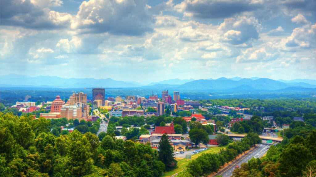 Aerial view of Asheville