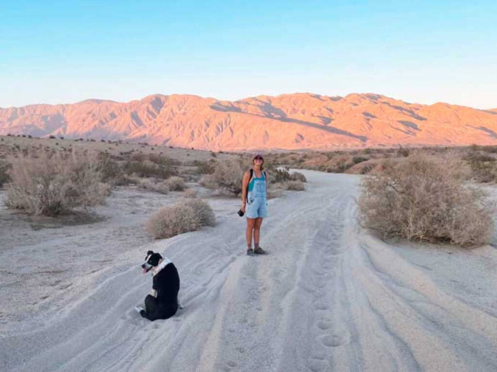 Travel Lemming writer, Ashleigh Bandimere with her dog near San Diego