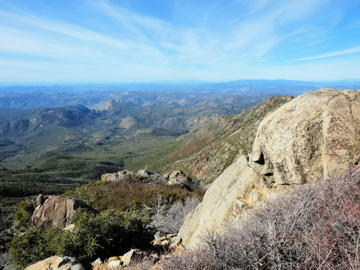 Westward View from Cuyamaca Peak and surrounding areas near San Diego