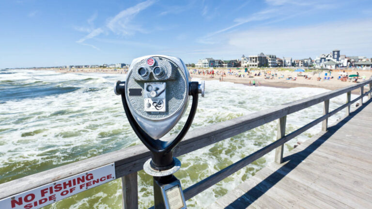 A telescope at the boardwalk over the Ocean Grove Beach