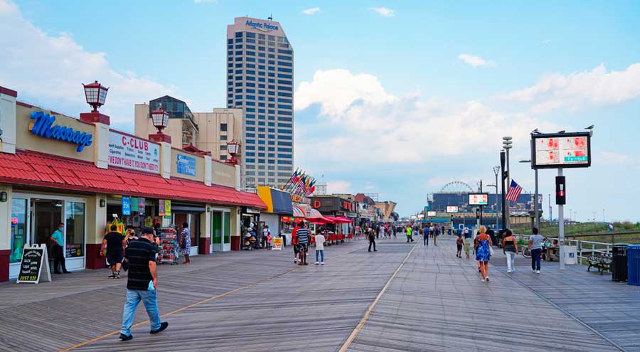 People walking on the Atlantic City Boardwalk
