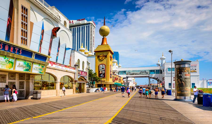 View of people in the Atlantic City Boardwalk