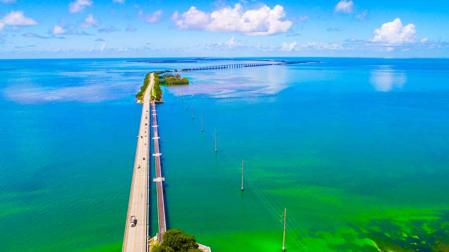 Aerial view of a highway in the Atlantic Coast of Florida