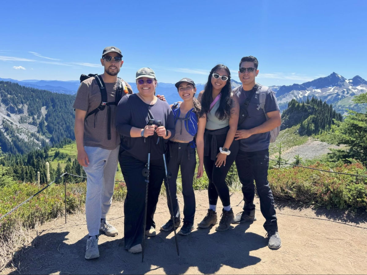 Author Abigail hiking with friends in Mount Rainier National Park