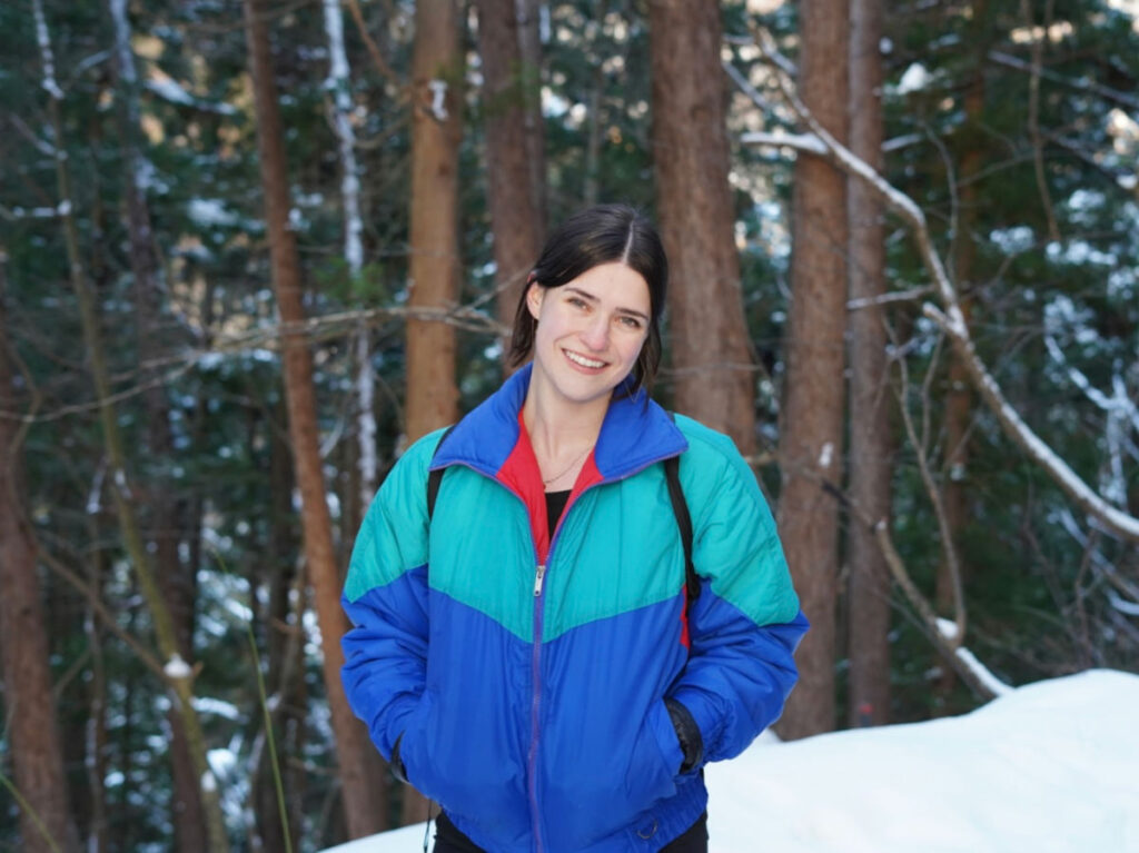 Author Betty wearing a Puffer Jacket during winter