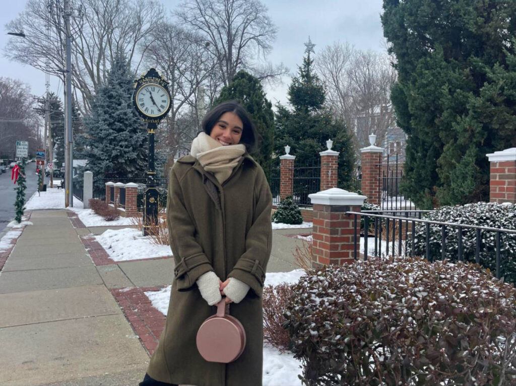 Author Claudicet in the Marblehead Historic District during winter