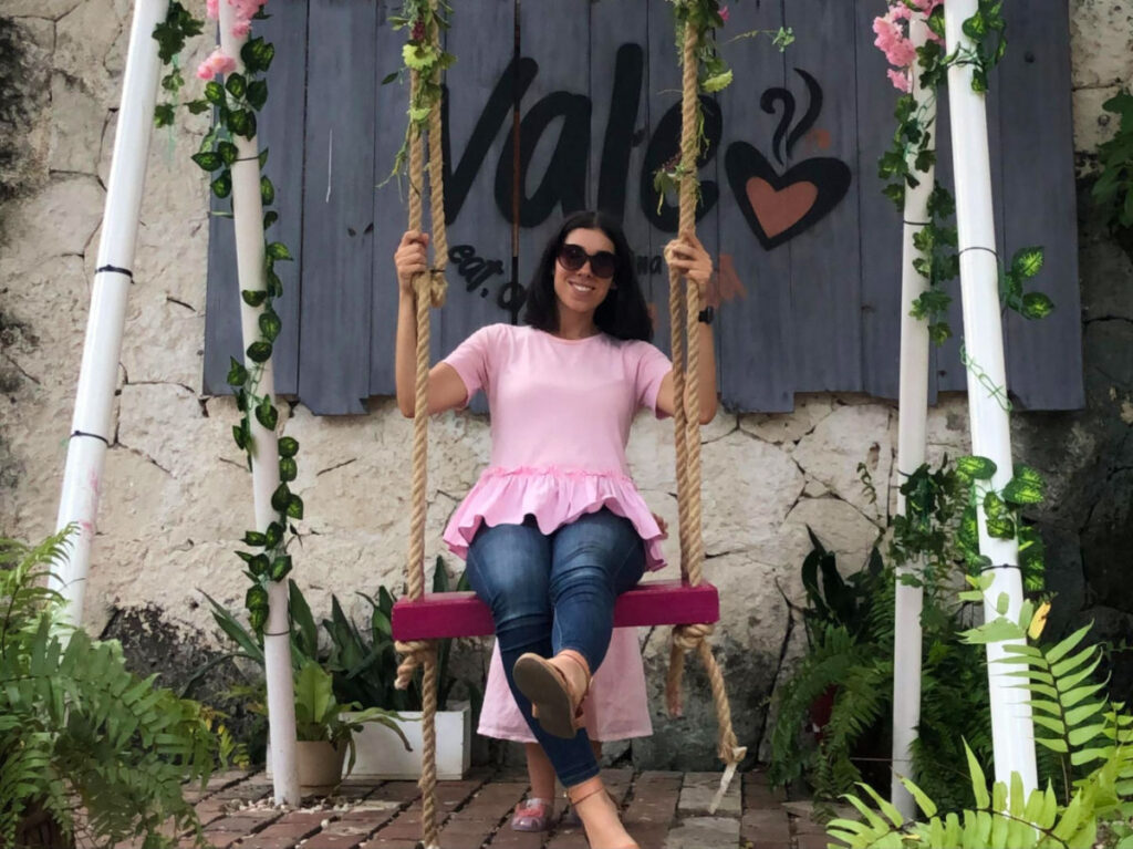 Author Claudicet on a swing in Punta Cana Village
