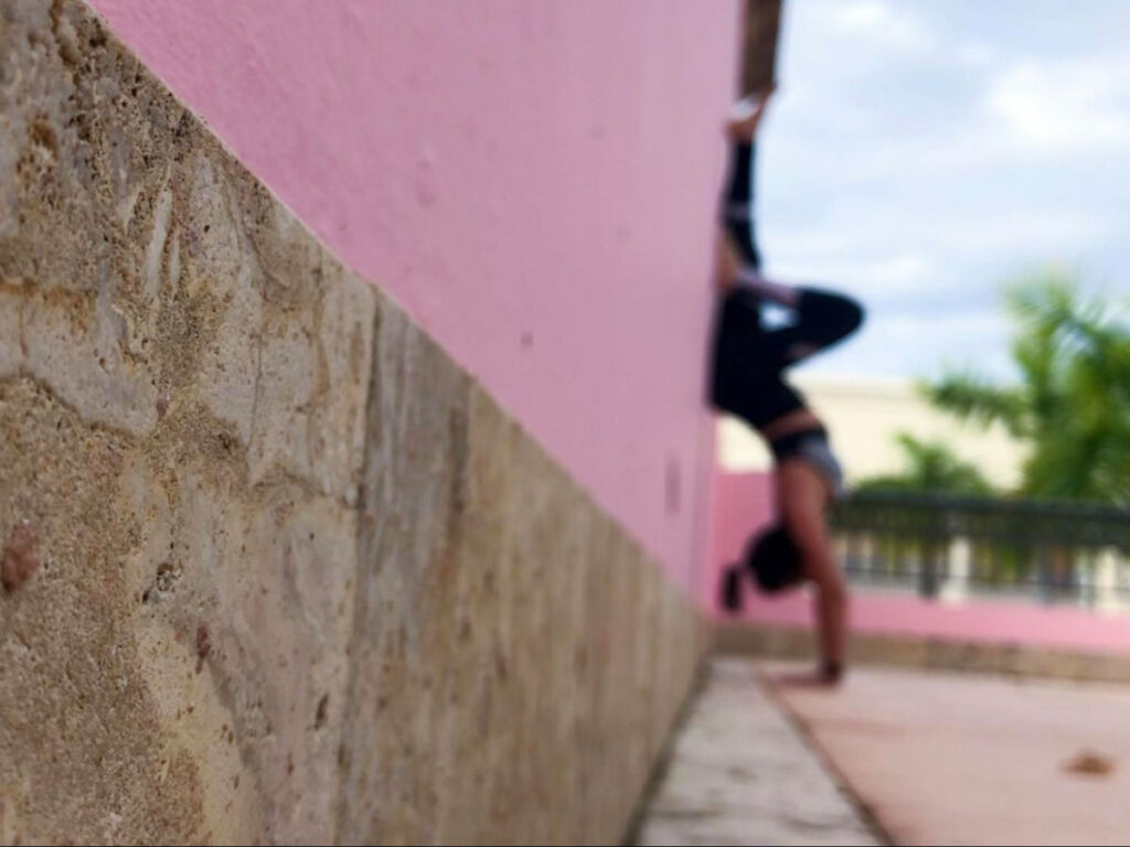 Author Claudicet practicing yoga on the terrace an Airbnb in Cap Cana