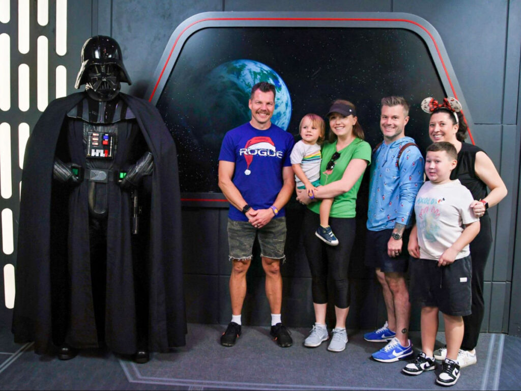 Travel Lemming Author Katie and family with Darth Vader
