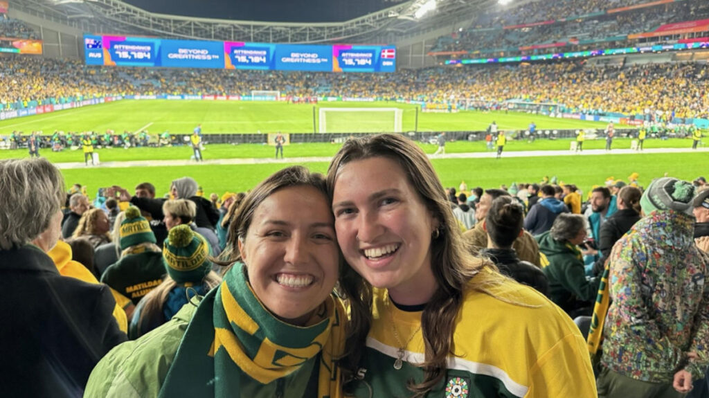 Author Laura and her partner watching the 2023 FIFA Women’s World Cup in Australia