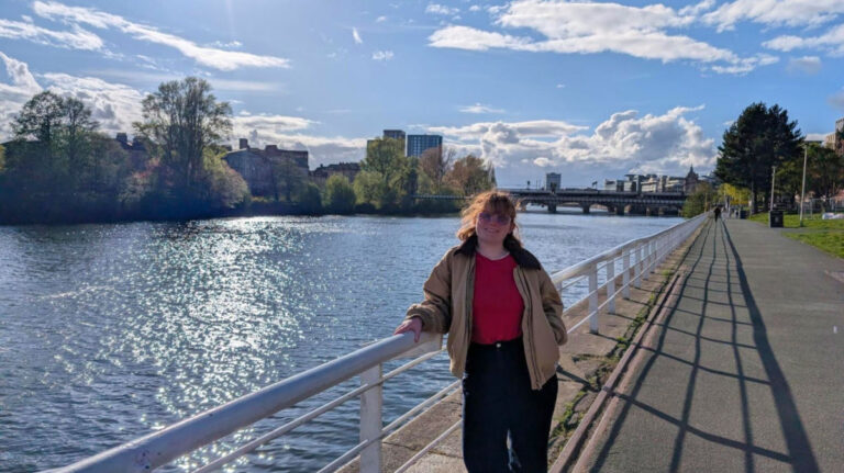 Author Louise at the River Clyde in Glasgow