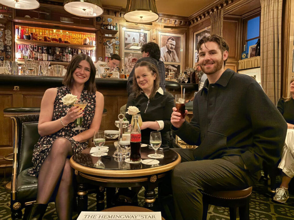 Author Rachel, Betty and Michael having a drink at Bar Hemingway