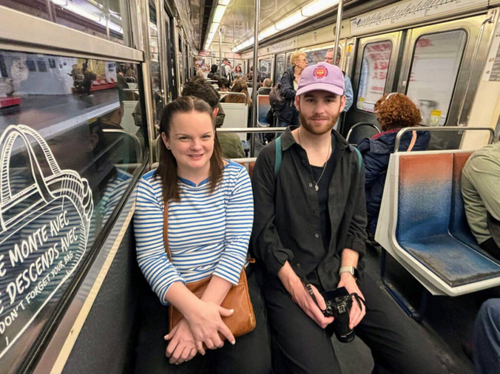 Author Rachel and her friend taking the metro from the 18th to the 1st