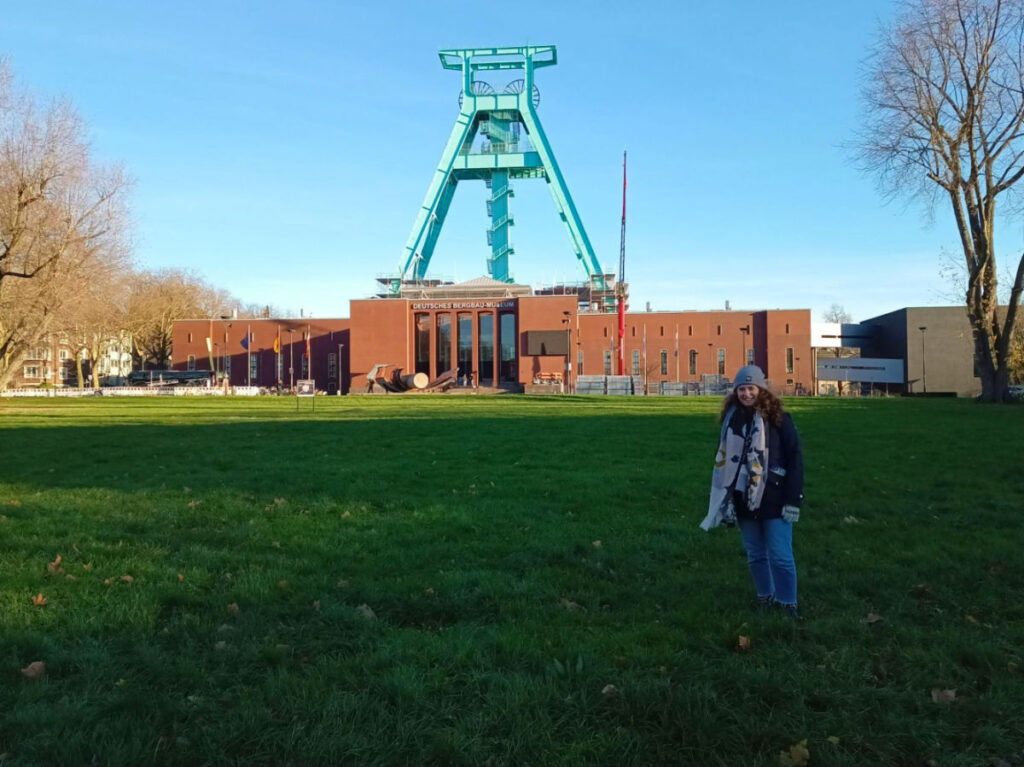 Author Ruthie outside the Deutsches Bergbau Museum in Bochum