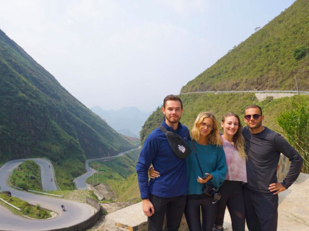 Author Sky with other travelers in the Ha Giang Loop