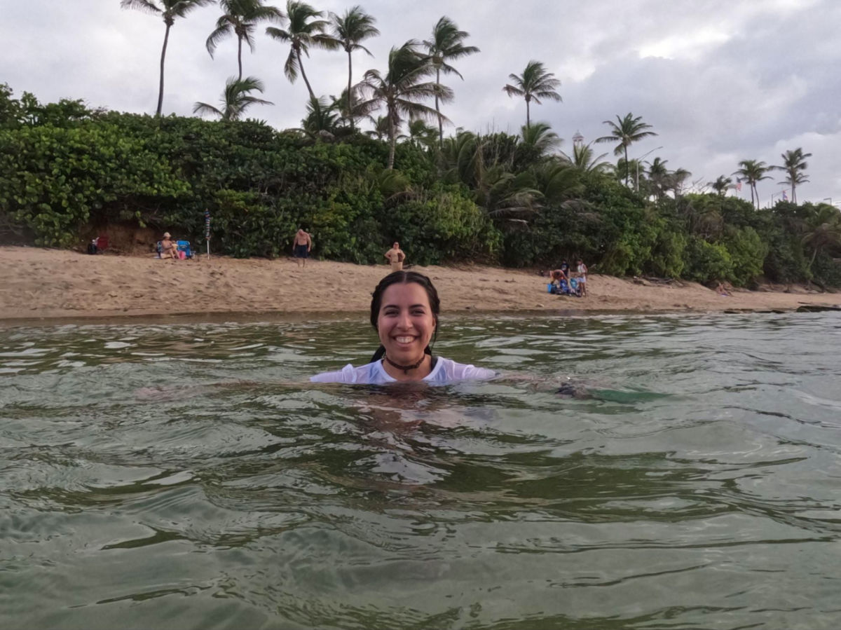 Author Vanessa swimming at Playa Peña in San Juan