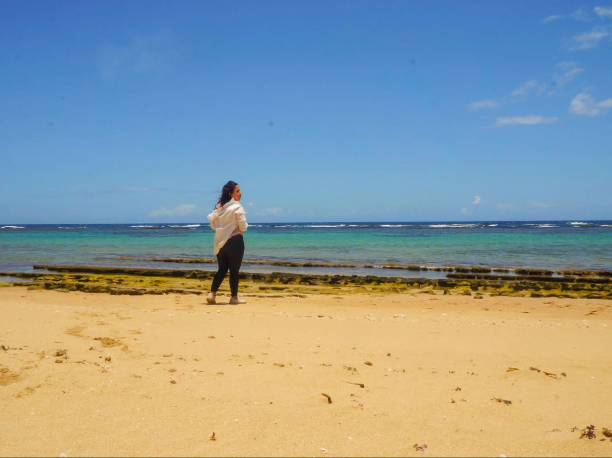 Author Vanessa standing at Shack’s Beach