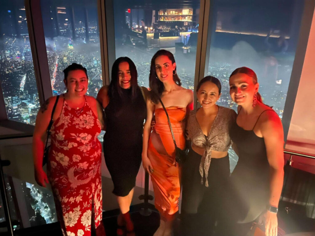 Author Niamh and friends at the top of One World Observatory