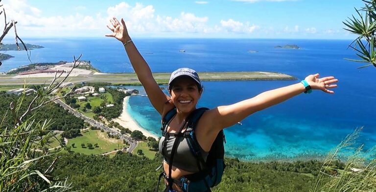 The author's wife and the blue water from St. Thomas on her background