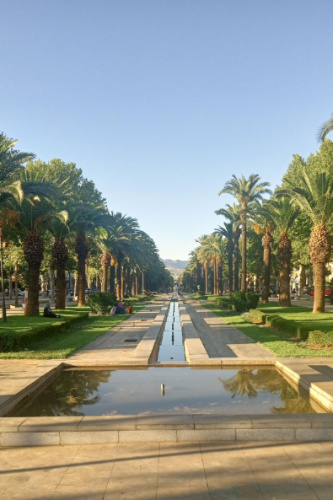 Clear blue sky over the Avenue Hassan II