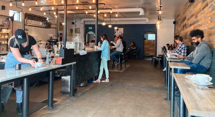 View of people inside the Aviano Coffee