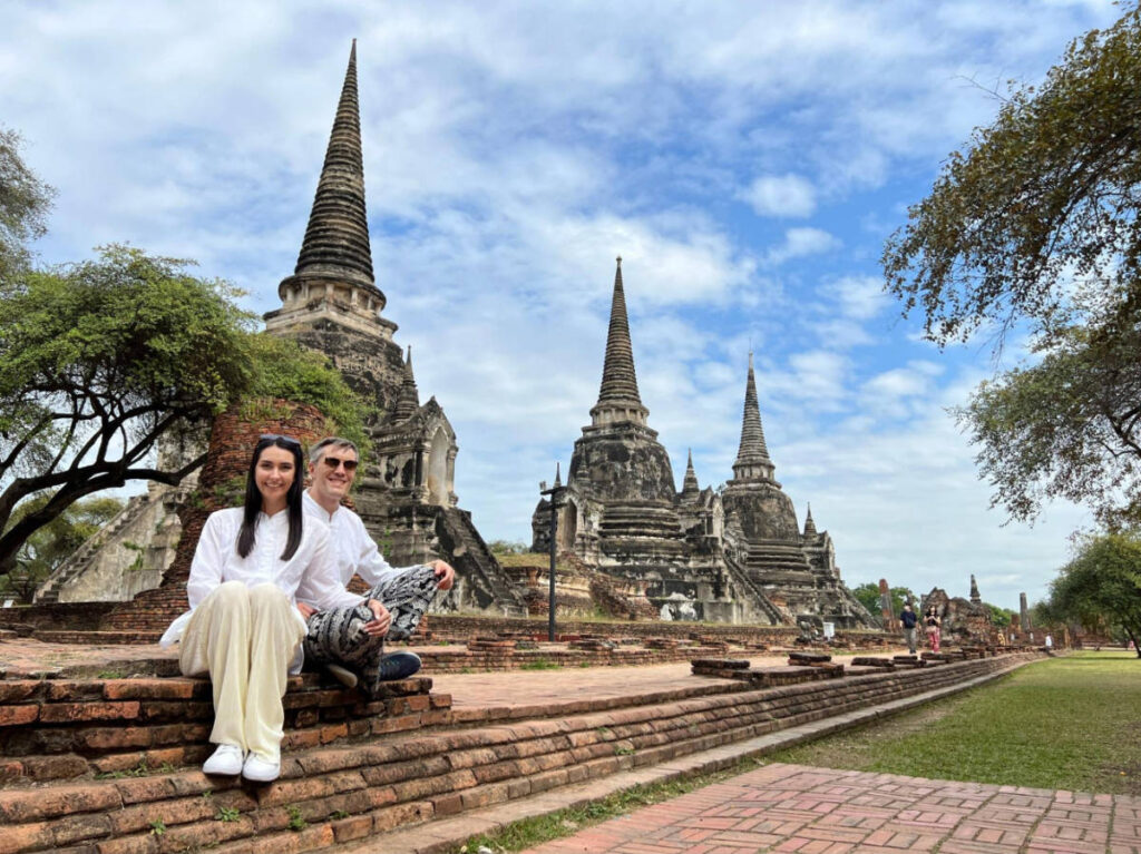 Travel Lemming's Founder, Nate Hake with his partner Clara in Ayutthaya