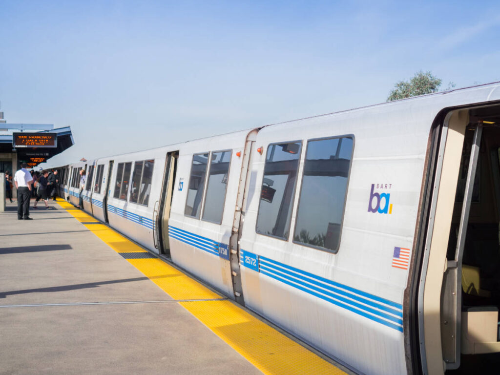 The BART train at the San Francisco train station