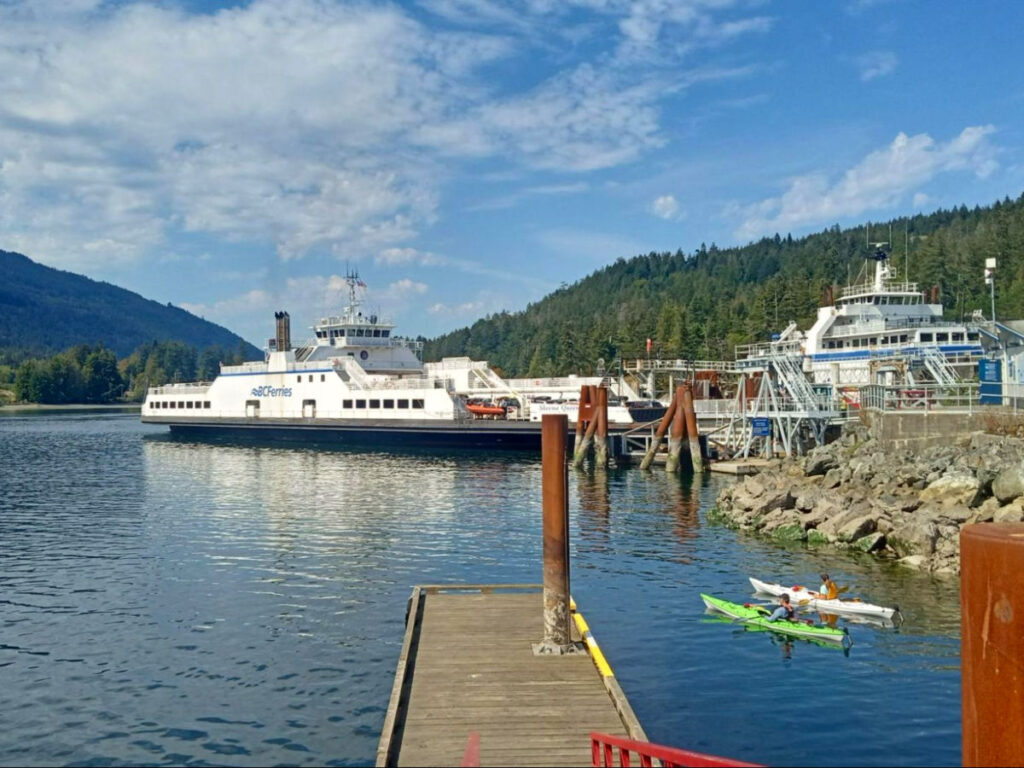 View of a BC Ferry docked at Fulford Harbour