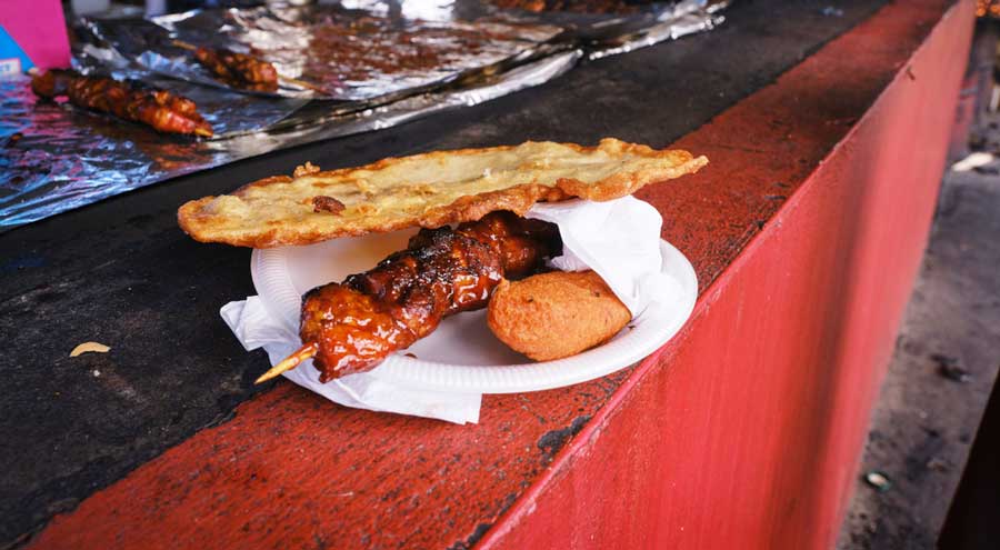 View of a Bacalaitos and bread in Puerto Rico