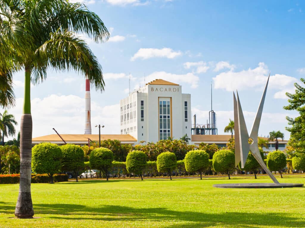 view of the beautiful landscape and the exterior of Bacardí Rum Factory