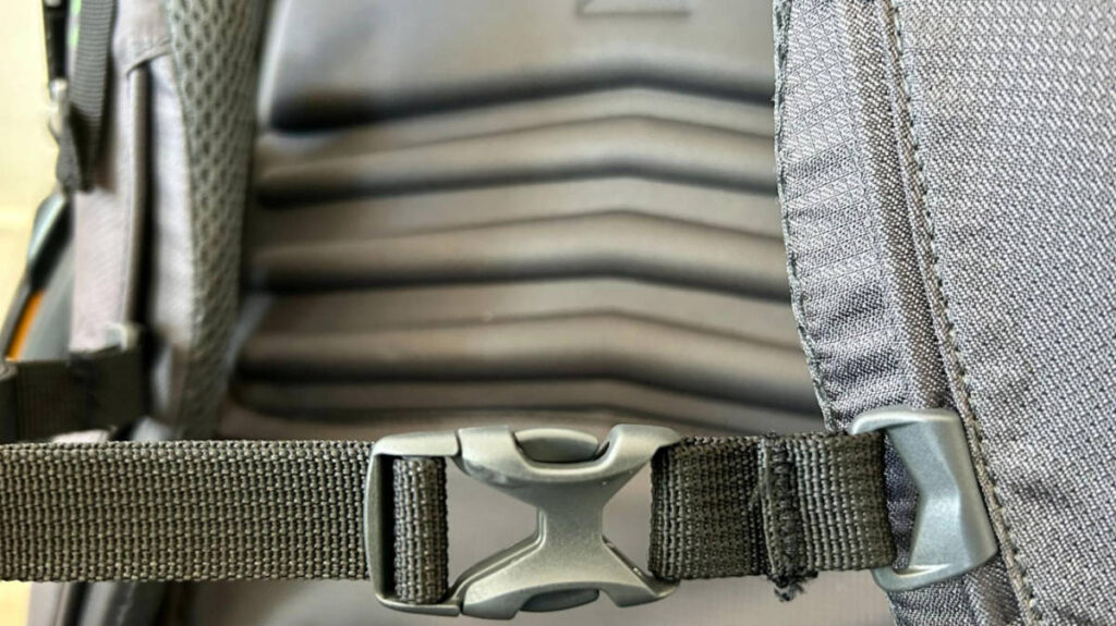 Close up view of the back panel of Mountainsmith Apex