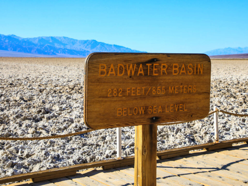 A signage of Badwater Basin