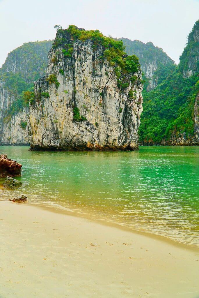 View of the Bai Tu Long Bay islands from the shoreline