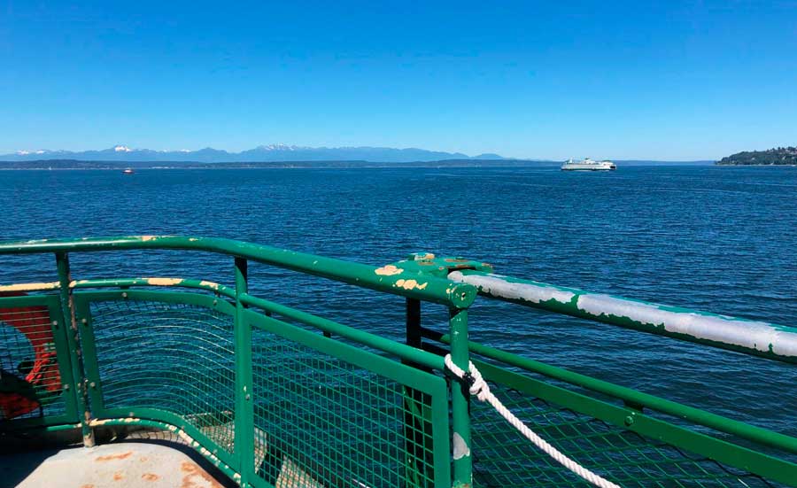 View of the Bainbridge Island while on a ferry