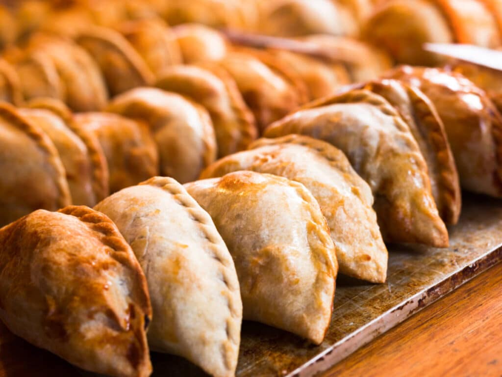 Closeup view of the freshly baked empanadas