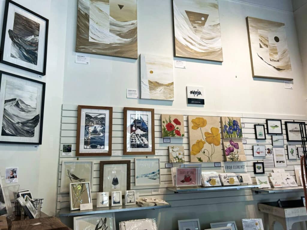 View of the displayed artworks in Ballard Artwalk